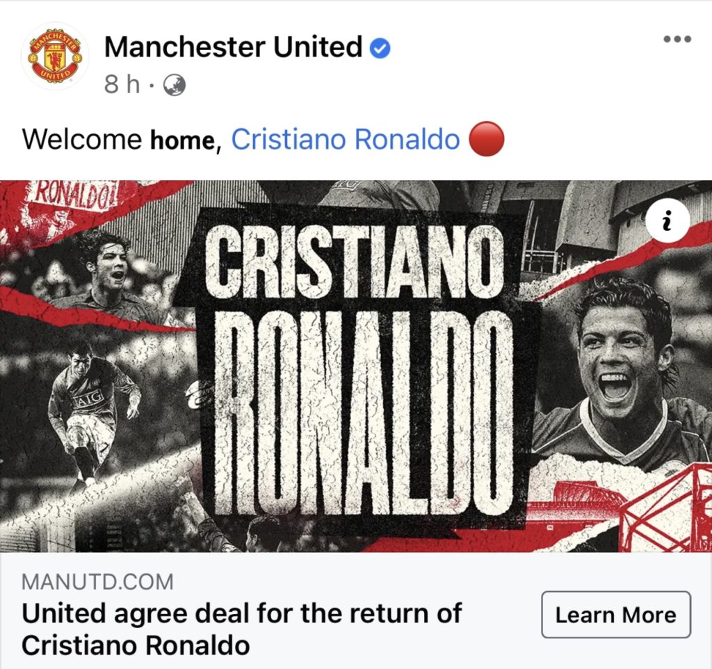 Welcome Cristiano Ronaldo Back to Manchester United F.C.