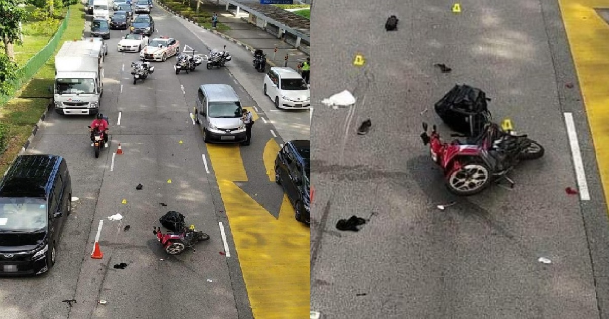 MOTORCYCLIST KILLED AFTER CRASHING INTO LORRY & DRAGGED ACROSS ROAD @ BEDOK