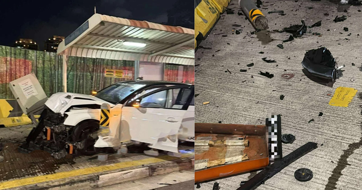 Driver & Passenger Injured After Audi Crashes Into Toa Payoh Bus Stop