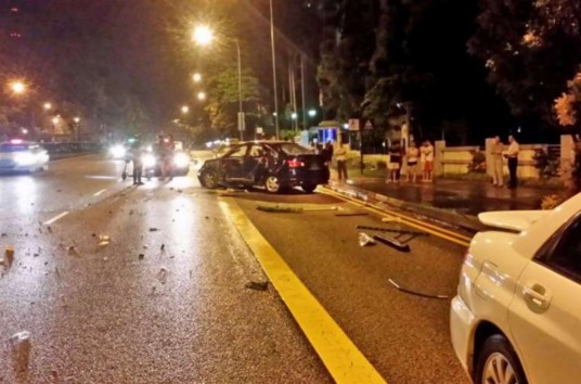 Driver thighs penetrated by a metal rod
