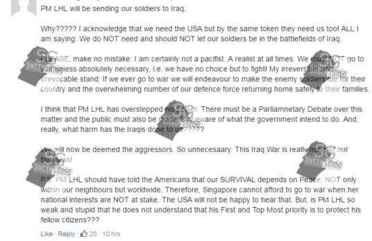 Minister Lee Hsien Long Sending Troops To IRAQ, The Public’s Respond