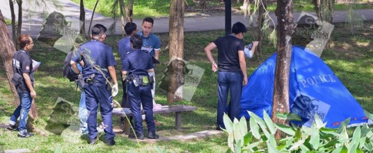 Chinese Garden Not Open. Woman Floating Body In Garden