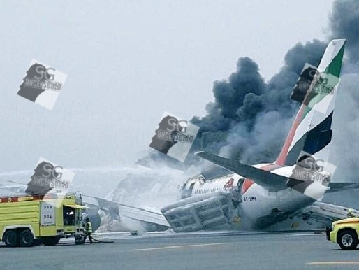 Emirates plane bursts into flames on emergency landing at Dubai International Airport