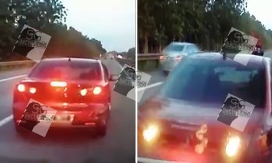 Malaysian car carry baby and pee out the window