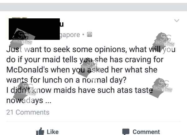Stingy employer complain that maid craving for MacDonald