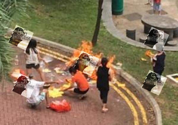 Family At Admiralty 467A Burning Offerings On Road