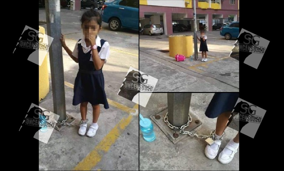 KL Mother Locks Daughter In Carpark With Chain And Padlock as punishment