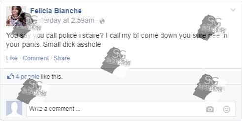 Tattoo Ah Lian says She Not Scare Police. Call bf come down