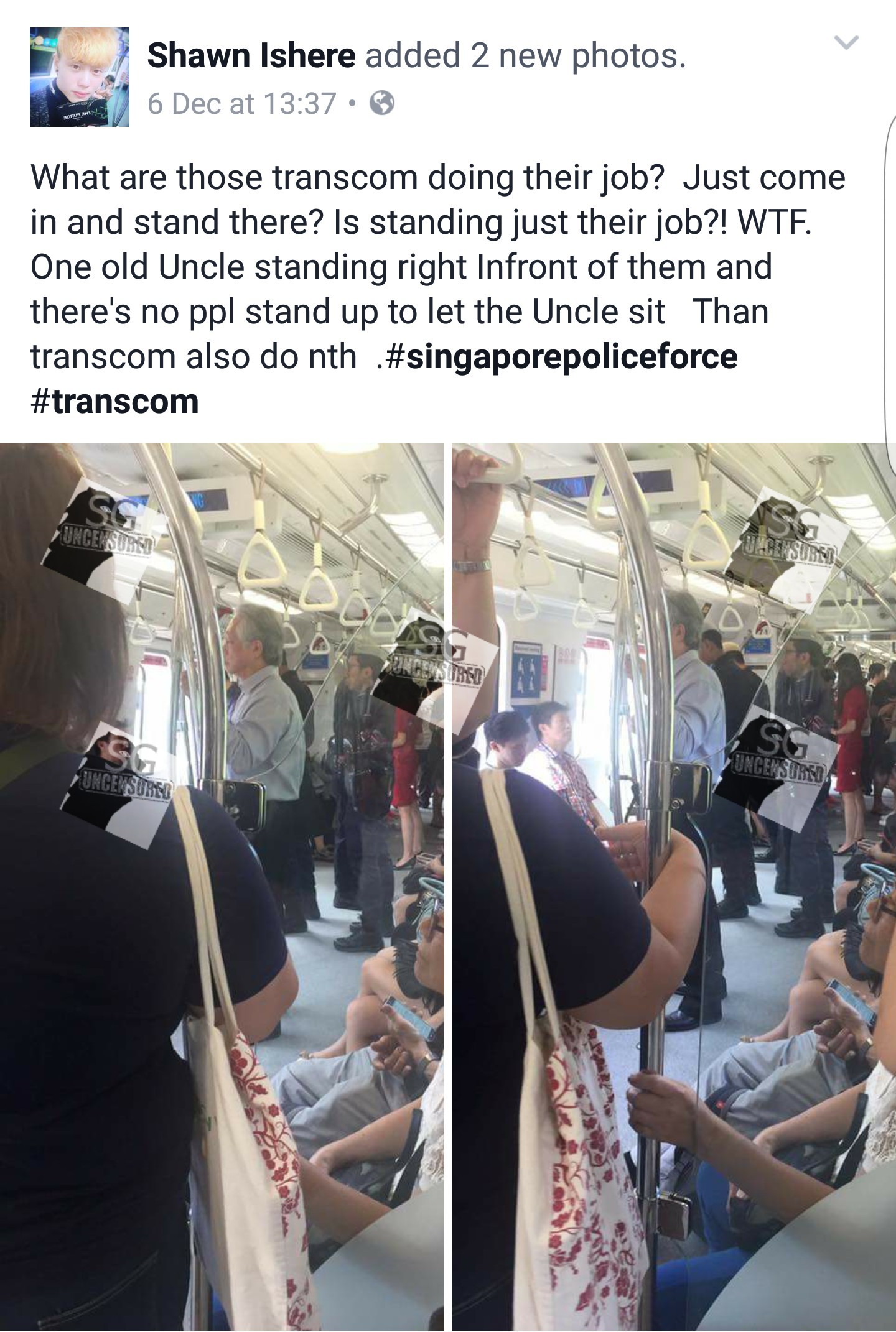 Malaysian complain SPF not doing their job: Help uncle find seat