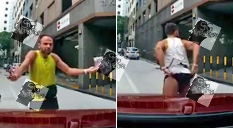 Foreign Talent Ang Moh Show His Butt In Middle Of Road(Video)