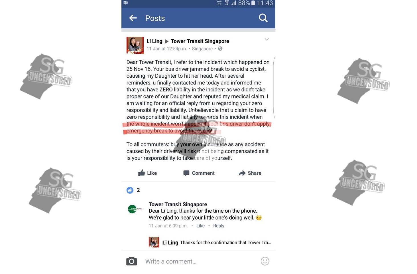 Selfish Woman Blame Bus Driver For E-Braking To Avoid Accident, Causing Her Daughter To Hit Her Head