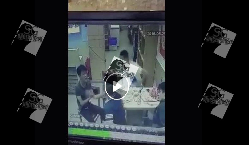 PRC Fighting In Restaurant Smash Beer Bottle. Victim Chop Attacker With Knife(Video)