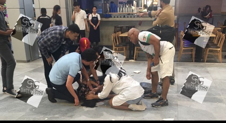 18 YEAR OLD FELL FROM 4TH LEVEL OF ORCHARD GATEWAY TO GROUND.FLOOR CRACKED(VIDEO)