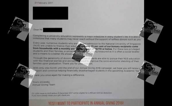NUS APPEAL FOR DONATIONS FOR NEEDY S’PORE STUDENTS BUT CAN GIVE SCHOLARSHIPS TO FT STUDENTS?