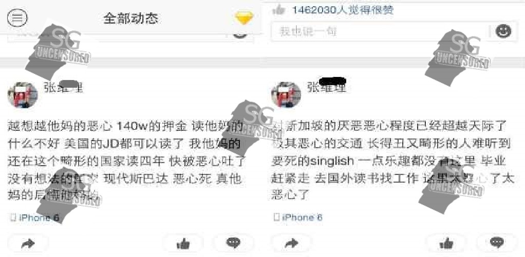 S’POREANS ARE “UGLY, MISSHAPED & DISGUSTING” : PRC NTU SCHOLAR