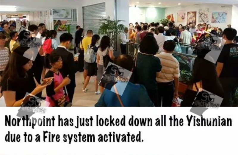 Yishun Northpoint alarm malfunction 100 over shoppers trap at basement