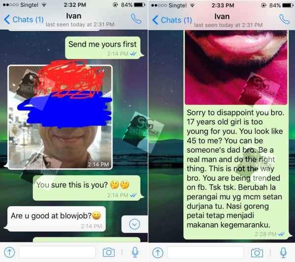 SINGAPORE SEXUAL PREDATOR GOING AFTER UNDERAGE GIRLS ONLINE.