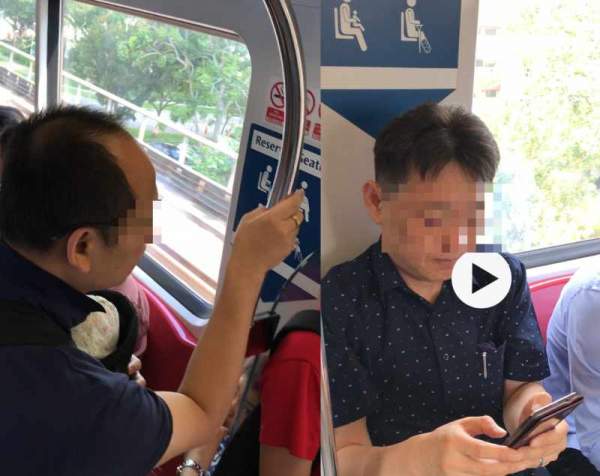 GUY DONT WANT GIVE UP SEAT FOR MAN CARRYING BABY!!!