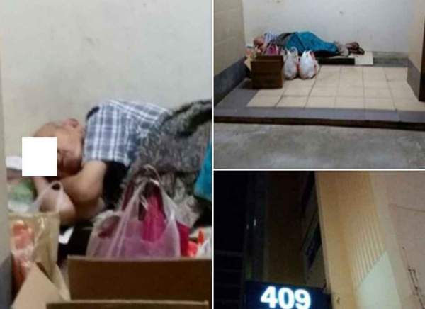 OLD MAN SLEEPING UNDER BLOCK 409 AT YISHUN RING ROAD
