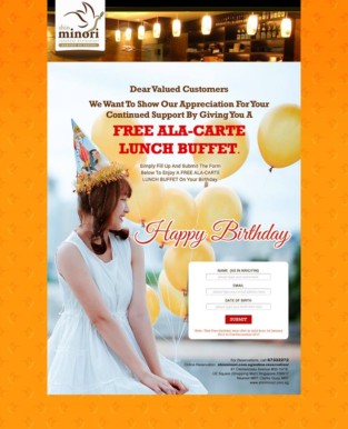 FREE JAPANESE ALA-CARTE LUNCH BUFFET TREAT ON YOUR BIRTHDAY MONTH :SHIN MINORI JAPANESE RESTAURANT DON’T SAY BO JIO!!