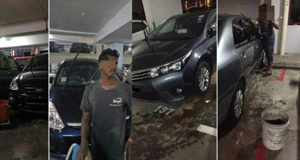 Foreign worker washing cars in HDB MSCP, Legal meh?
