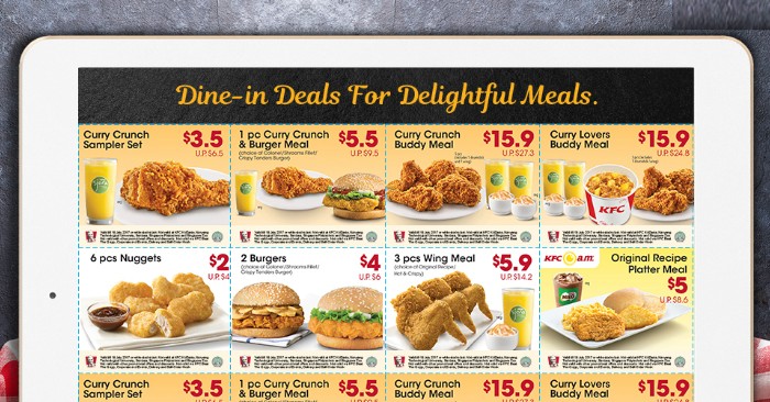 Attention Fried Chicken lovers! FLASH THIS E-Coupon to enjoy great savings on your meals at KFC from 11 May – 25 Jun 2017 Don’t say Bo JIo!