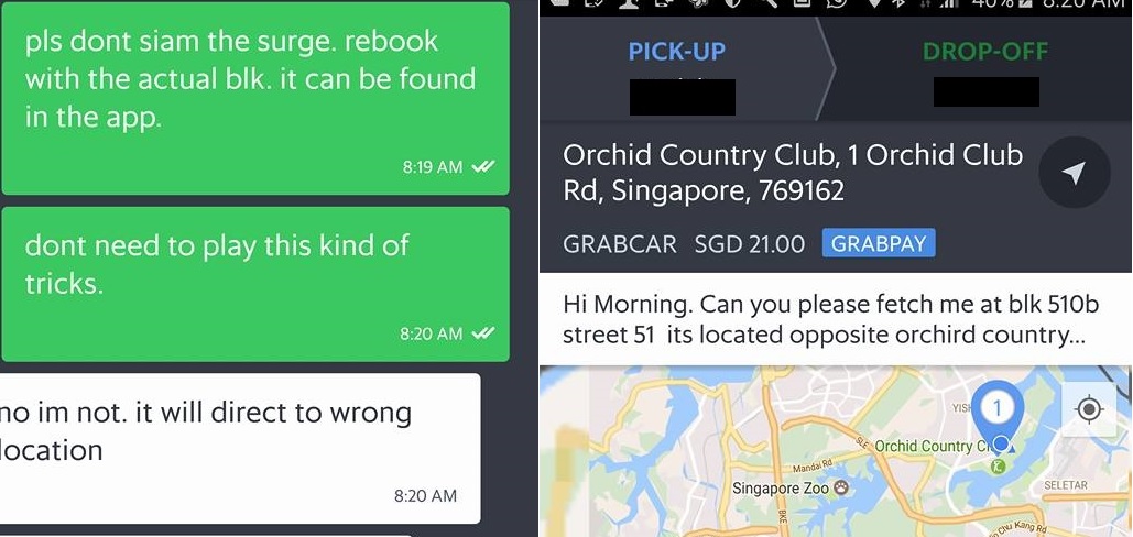 CHEAPO PASSENGER TRYING TO AVOID GRAB CAR SURGE BY BOOKING WRONG LOCATION!