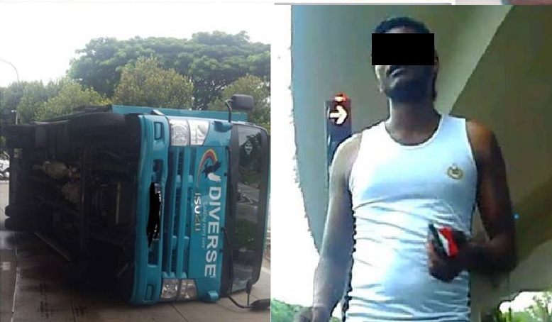 GUY DROVE COMPANY TRUCK GO JOY RIDE. THEN THE TRUCK OVERTURNED!