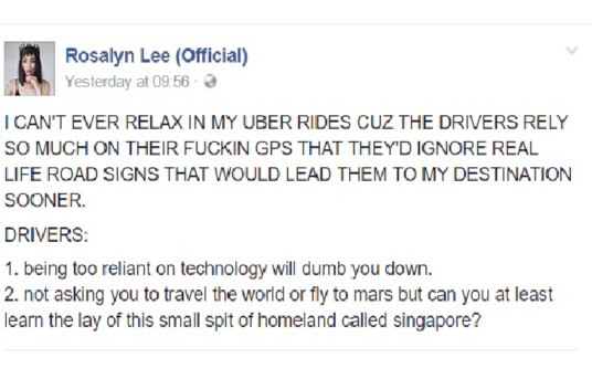 LOCAL DJ ROSALYN LEE RANTS ABOUT HER UBER RIDE “RELY SO MUCH ON THEIR F**KIN GPS”