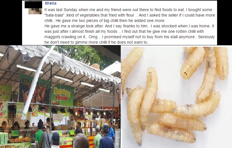 BEWARE!!! BOUGHT FRIED VEGE FRITTERS FROM GEYLANG SERAI BAZAAR END UP HAVE MAGGOTS CRAWLING!!!