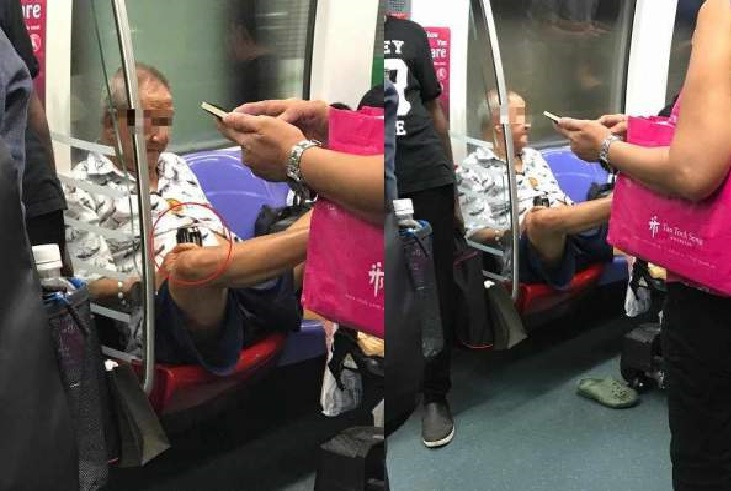 UNCLE OCCUPY 3 MRT SEATS AND CHASE AWAY CHILD SO HE CAN DRINK BEER