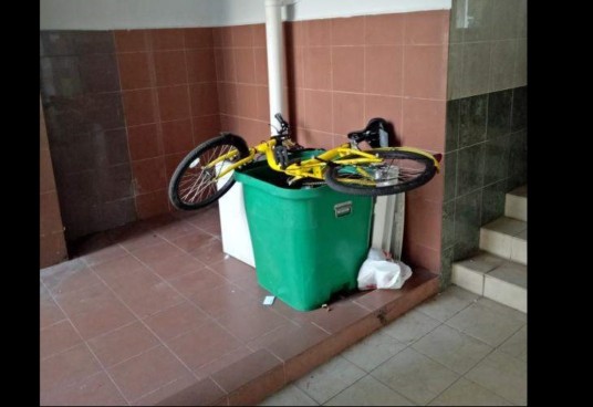 BEDOK NORTH OFO BIKERS LEAVE IT ON THE TRASH.