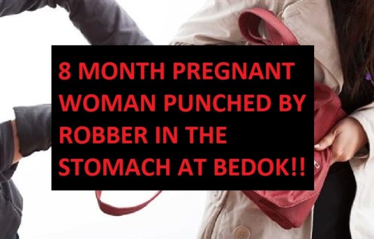 8 MONTH PREGNANT WOMAN PUNCHED BY ROBBER IN THE STOMACH AT BEDOK!!!!