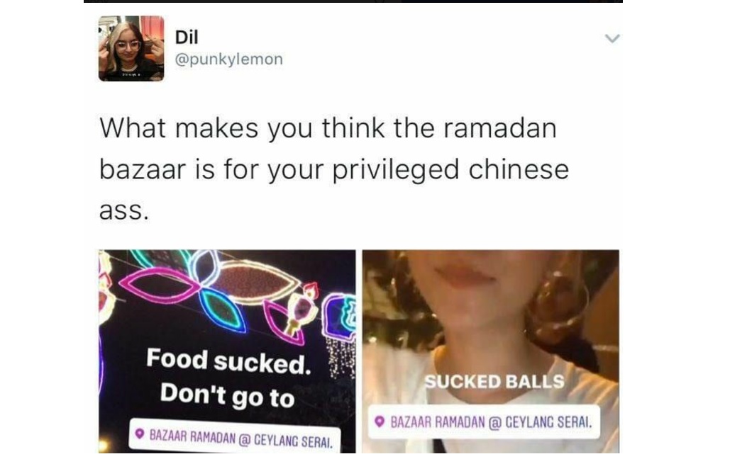 GIRL POST ON TWITTER “WHAT MAKES YOU THINK THE RAMADAN IS FOR YOUR PRIVILEGED CHINESE A**”