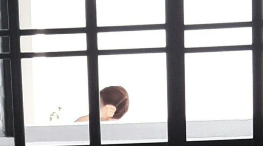 WEIRD NEIGHBOR STAND AT CORRIDOR AND COMB HAIR. HAIR FLY INTO DINING TABLE. EWW!!