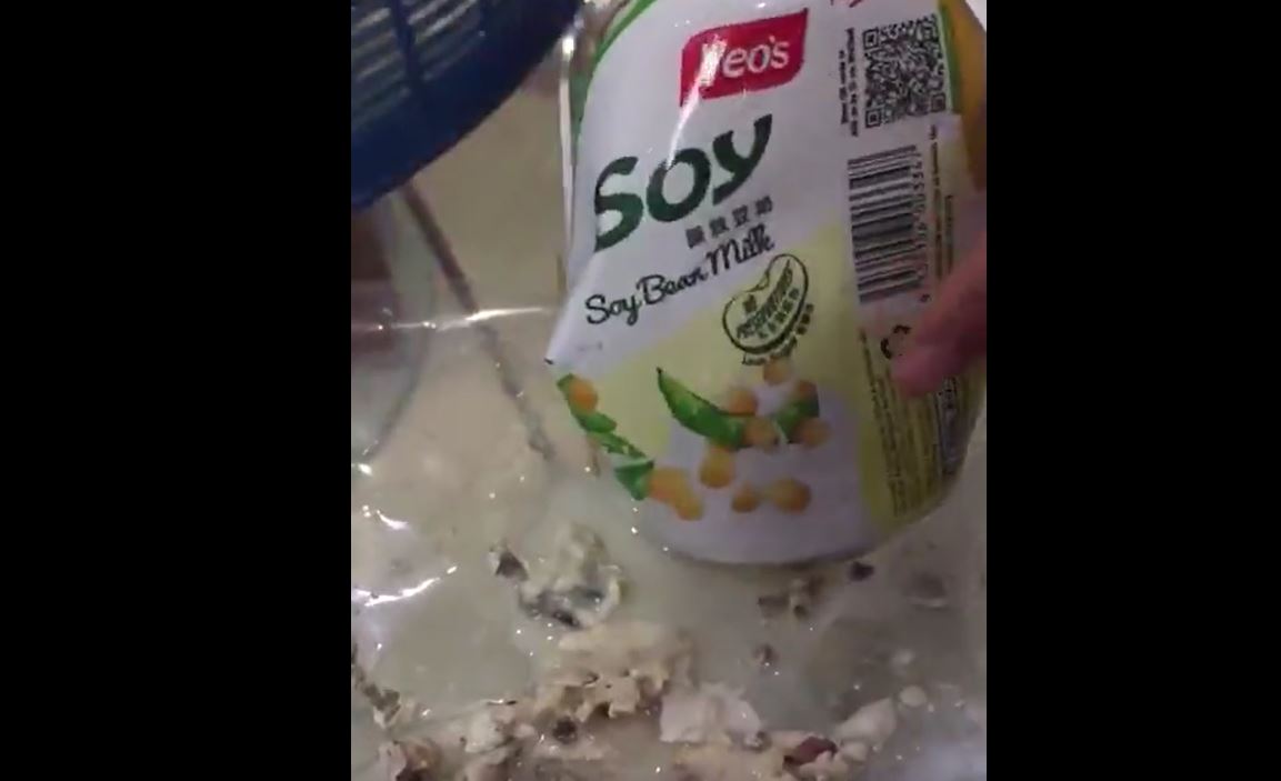 AUNTIE POST VIDEO SHOWING WEIRD CONTENTS IN YEO’S SOY BEAN CANNED DRINK(VIDEO)