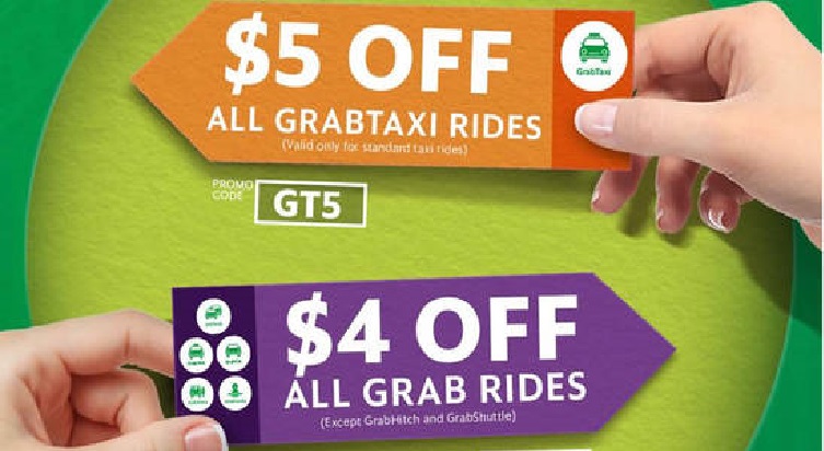 Grab: $4 to $5 off ALL rides (except GrabHitch & GrabShuttle)! Valid from 12 – 18 Jun 2017, 10am to 6am