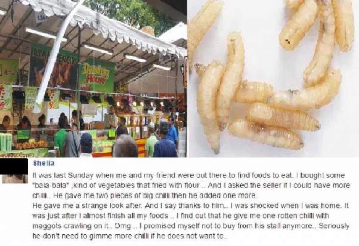 Beware seller gave rotten chilli with maggots in it at Geylang Ramadan Bazaar