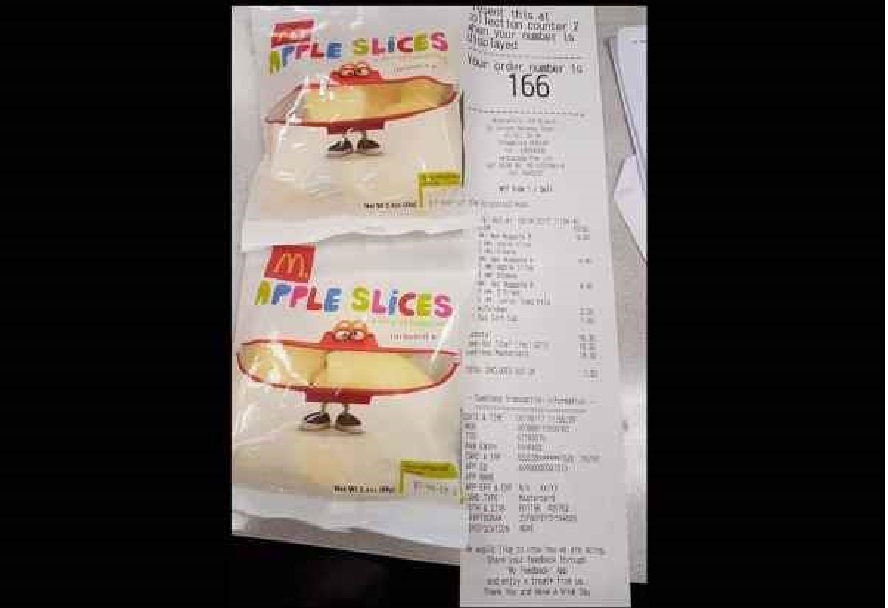 EXPIRED APPLE SLICES SERVED TO CUSTOMERS IN MACDONALD. MANAGER STILL WANT LIE