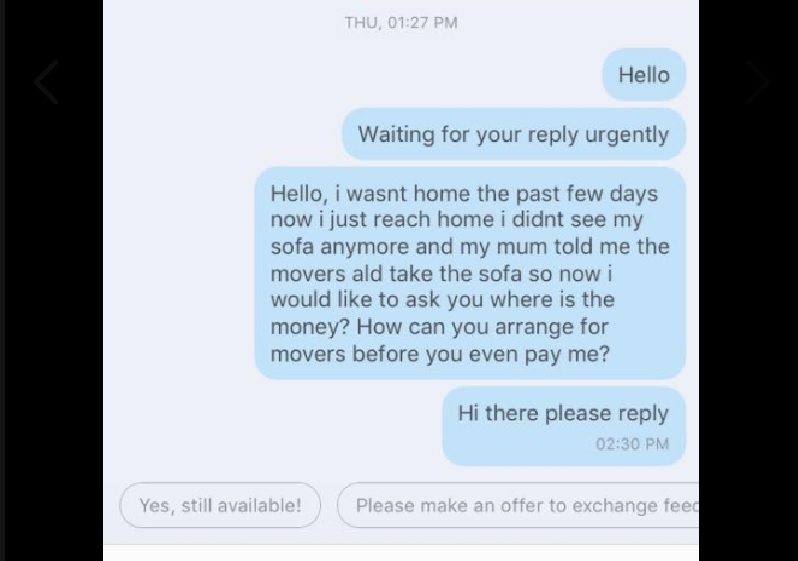 CHEATING WOMAN COLLECTED GOODS WENT MIA AND NEVER PAY!