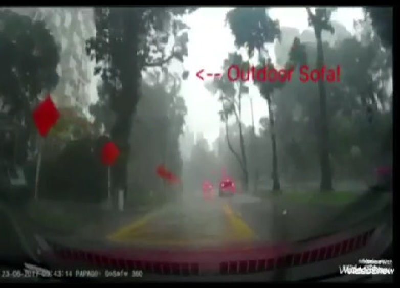 ‘FREE’ SOFA DROPPED FROM SKY, NEAR MISS A CAR ON GRANGE ROAD