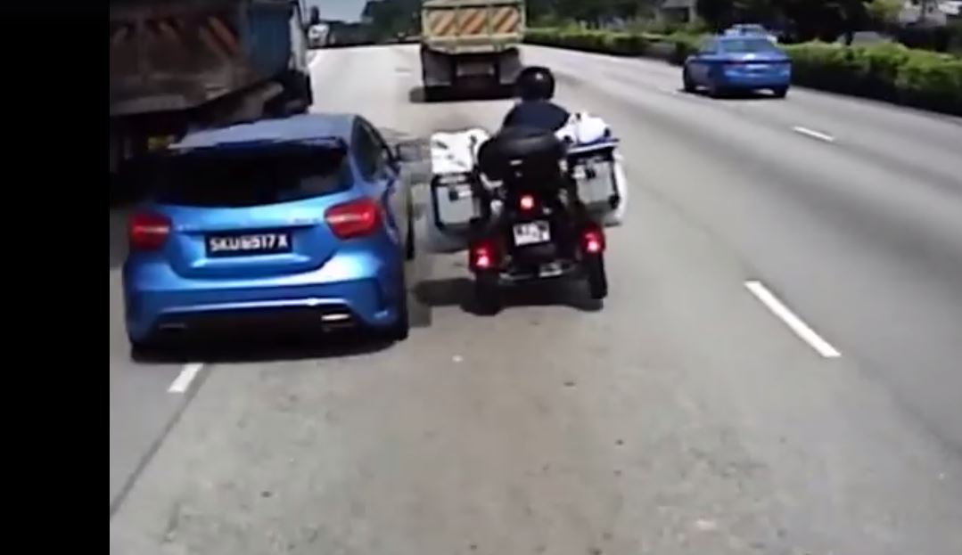 CAR DROVE DANGEROUSLY AND CAUSED ACCIDENT ON MOTORIST!!! (VIDEO)