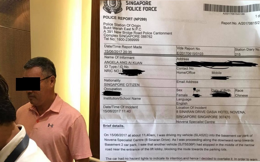 INCONSIDERATE DRIVER STOPPED AT LIFT LOBBY THEN POINTS FINGER AFTER GETTING HONK