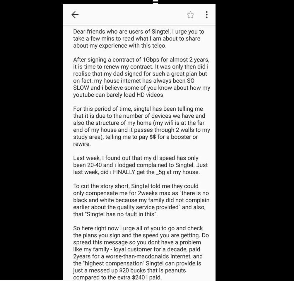 SG GIRL CLAIMS THAT EVEN THOUGH SHE WAS LOYAL CUSTOMER, SHE STILL GET WORSE THAN MACDONALD INTERNET CONNECTION!!