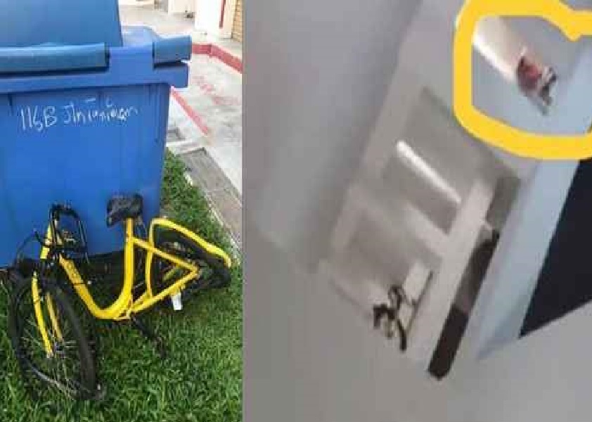 OFO BIKE THAT WAS THROWN DOWNSTAIRS @ 116B JALAN TETERAM,TOA PAYOH!