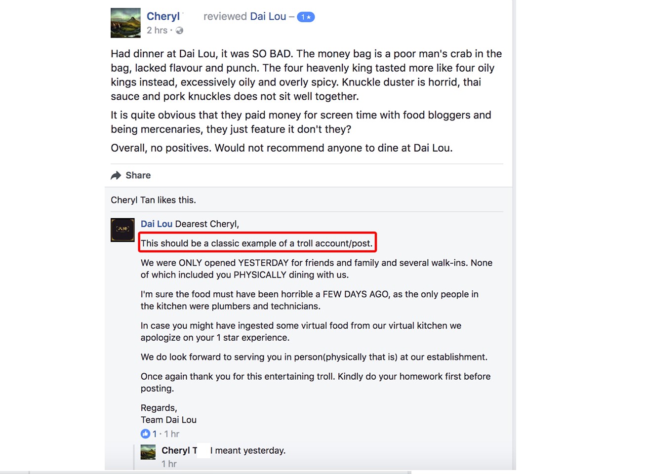 INTERNET TROLLS TRY TO TROLL NEWLY OPENED ZICHAR PLANS GET BACKFIRE!