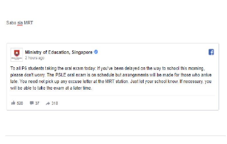 STUDENTS LATE FOR EXAM THANKS TO MRT