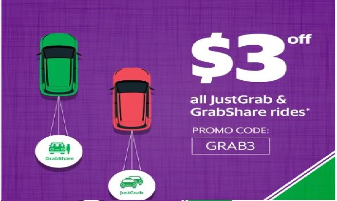 ATTN GRAB RIDERS ENJOY $3 OFF FOR ALL JustGrab & GrabShare rides till 21 Aug!