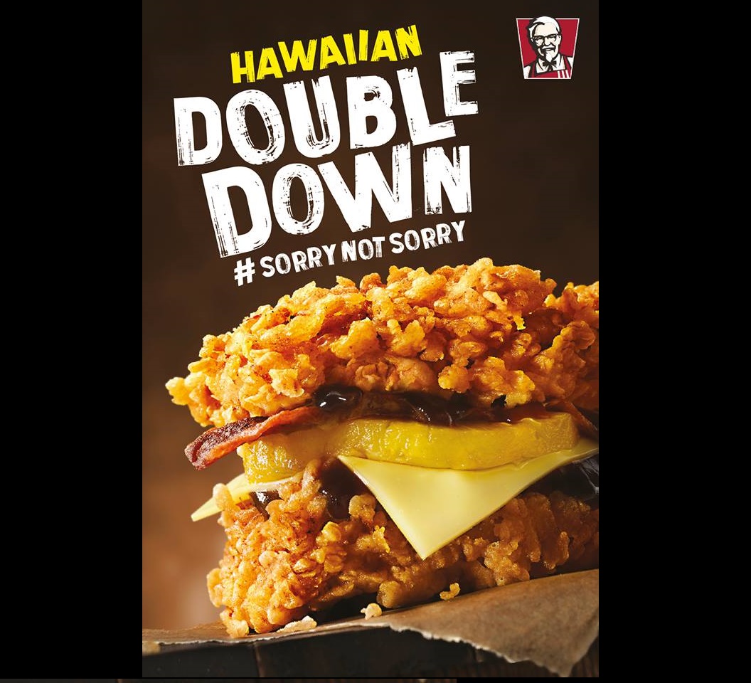 KFC ZINGER DOUBLE DOWN WITH A HAWAIIAN TWIST AVAILABLE FROM 18 AUG!