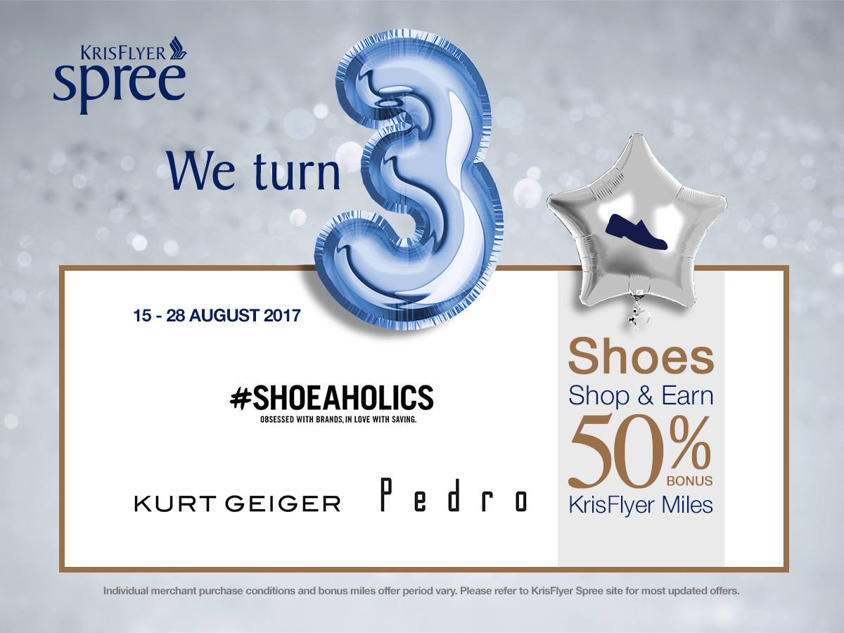 EARN 50% BONUS MILES WHEN YOU STOP AT SHOEAHOLICS TILL 28 AUG!